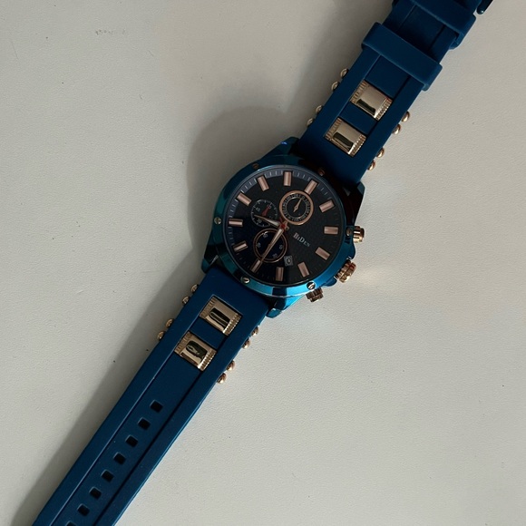 BiDen silicone watch, blue and gold - Picture 3 of 3